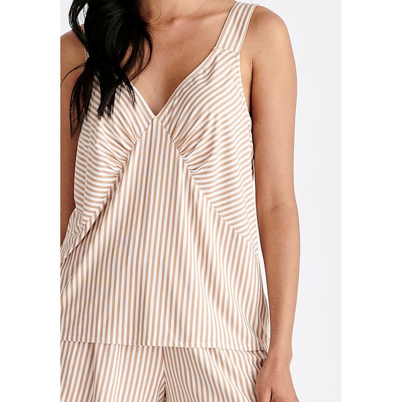 Thumbnail of Pyjama Vest Top And Elasticated Shorts In Mustard Yellow & White image