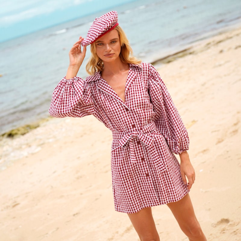 Thumbnail of Meghan Mini Dress, In Red Gingham Cotton image