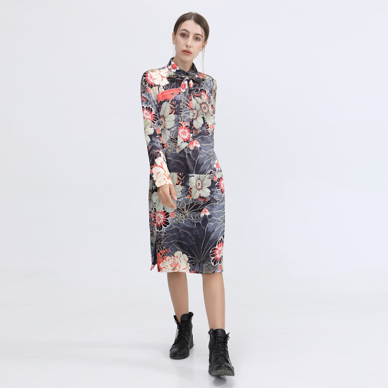 Thumbnail of Bow-Tie Flower Print Shirt Dress image
