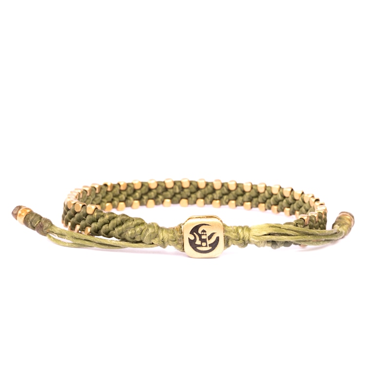Thumbnail of Brass & Apple Green Rope Bracelet For Women. Harrogate Connection image