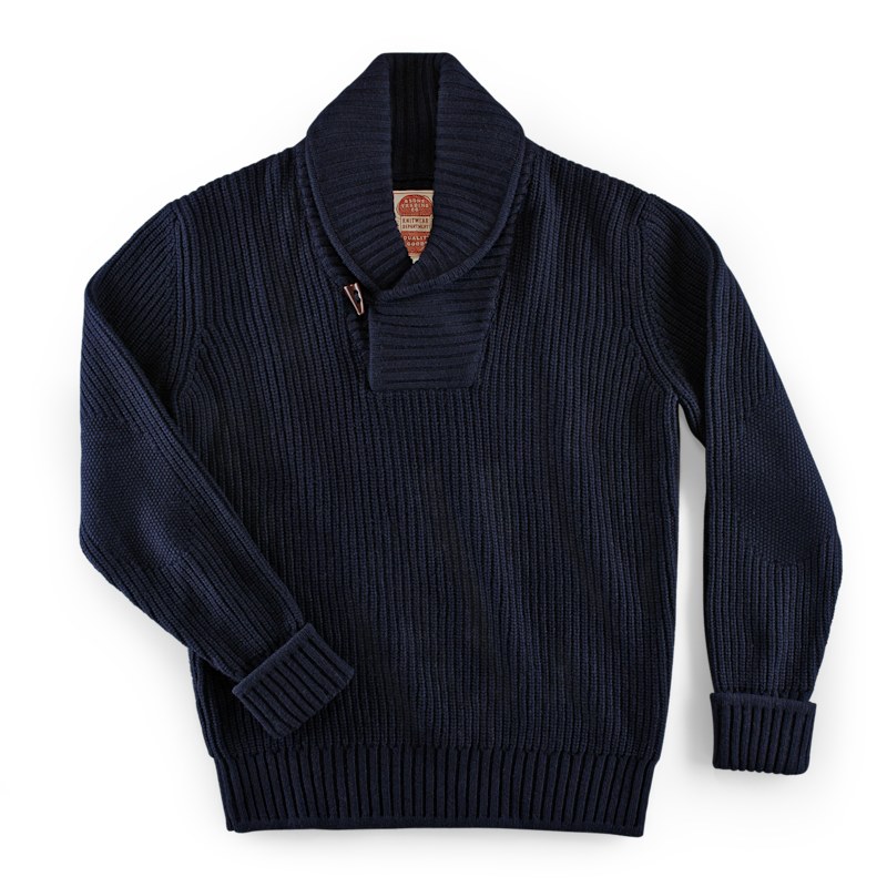 &Sons Port Shawl Collar Jumper Navy | &SONS Trading Co | Wolf & Badger