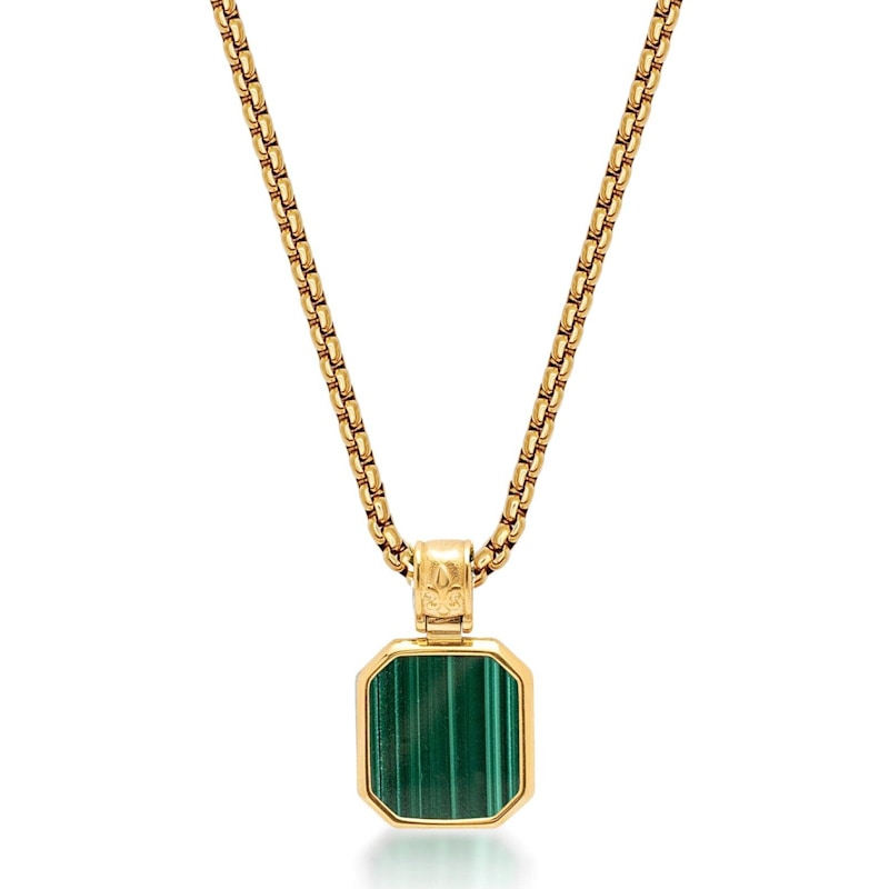 Thumbnail of Gold Necklace With Square Malachite Pendant image