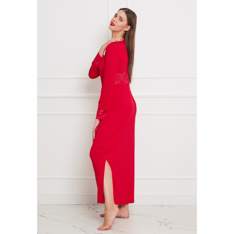 Thumbnail of Maxi Viscose Nightgown with Lace - Red image