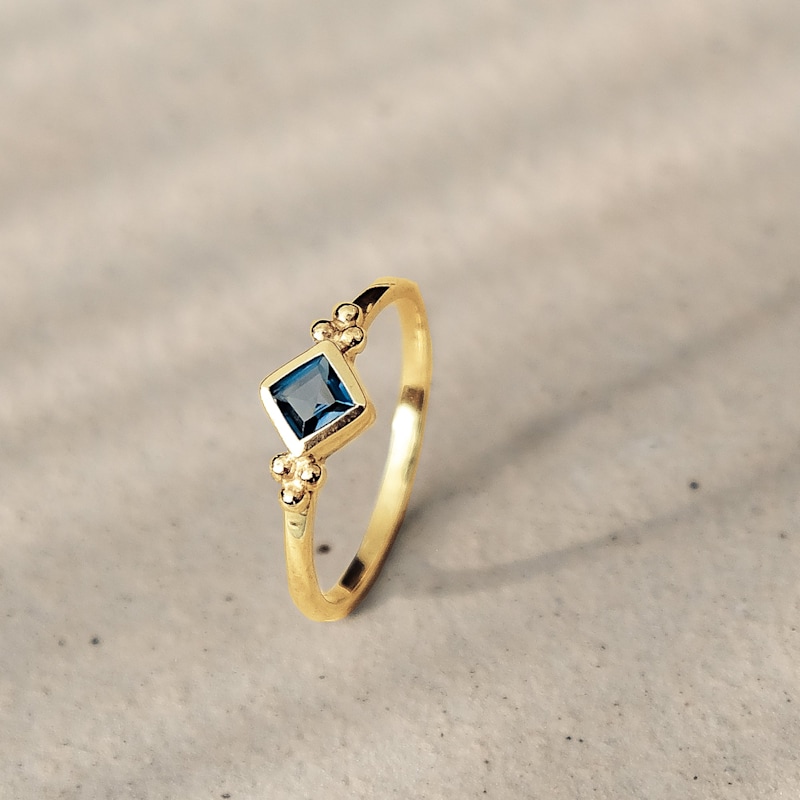 Thumbnail of Divinity Princess Gold Ring - London Blue Topaz image