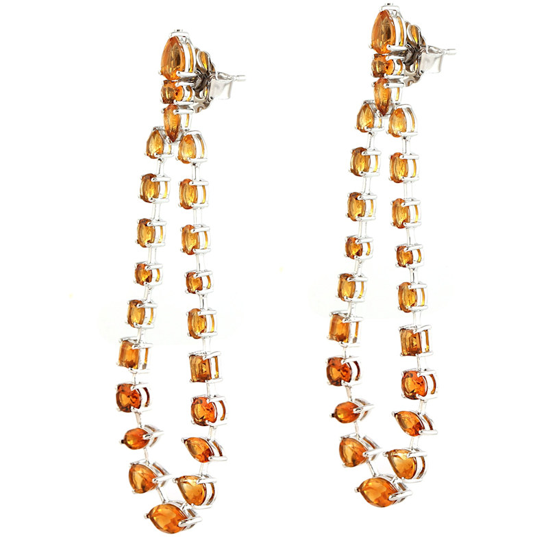 Thumbnail of Citrine Gemstone Chandelier Earrings in 18K White Gold image