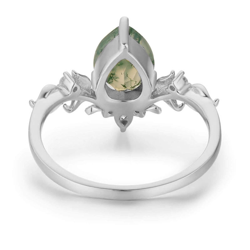 Thumbnail of Dewdrop Moss Agate Ring White Gold Vermeil© image