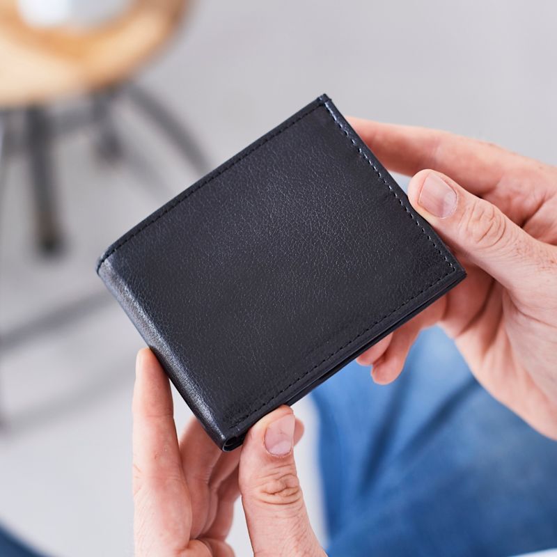 Thumbnail of Classic Black Leather Wallet With Coin Pocket image