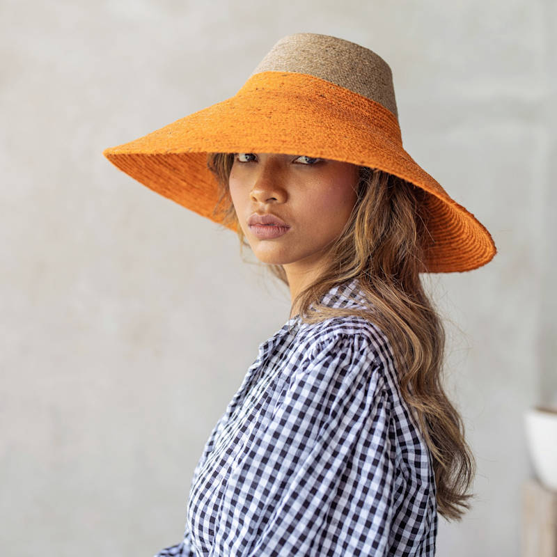 The Riri Duo Jute Straw Hat In Natural & Black
