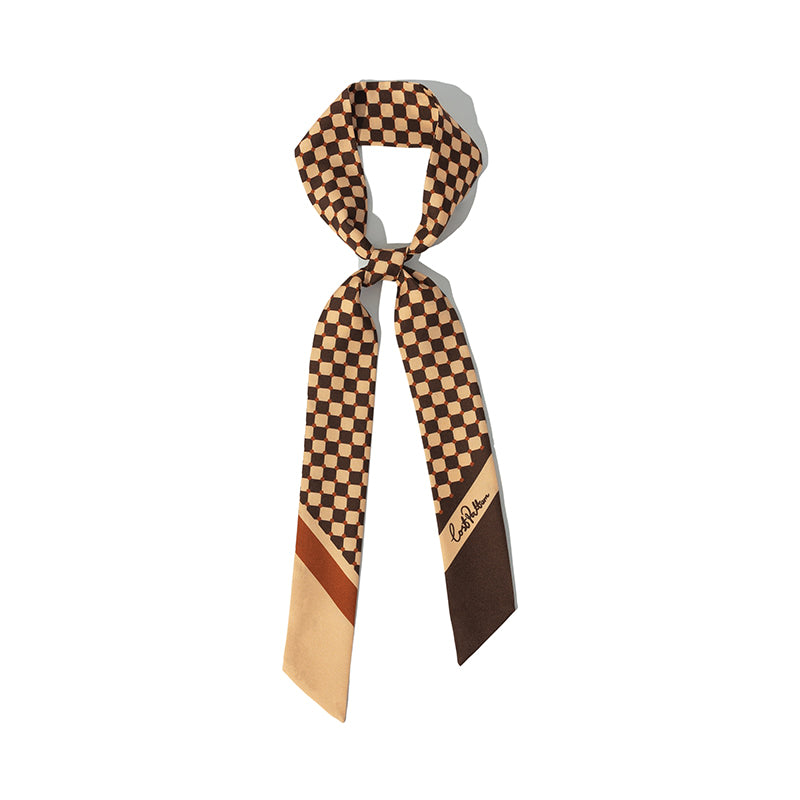 Thumbnail of "Checkerboard" Twilly Scarf  - Coffee image