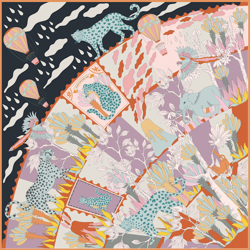 ♡美品♡ アパルトモン　Wool×Silk All In One ネイビー Double Sided Silk Scarf Of World Travel | Jessie Zhao New York