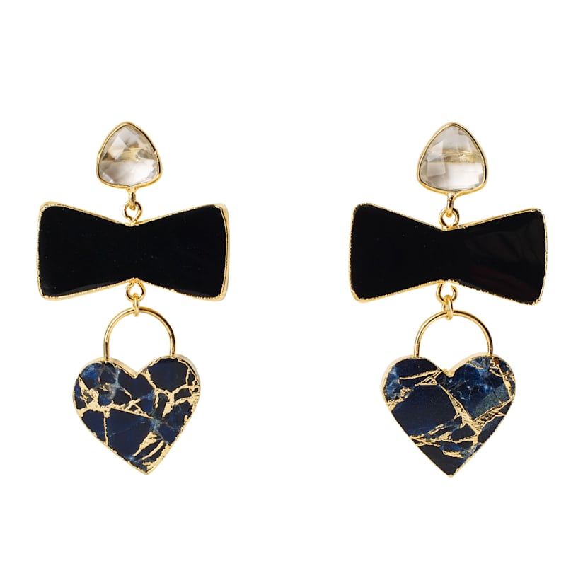 Thumbnail of 'Molten Heart' Earrings Black Navy image