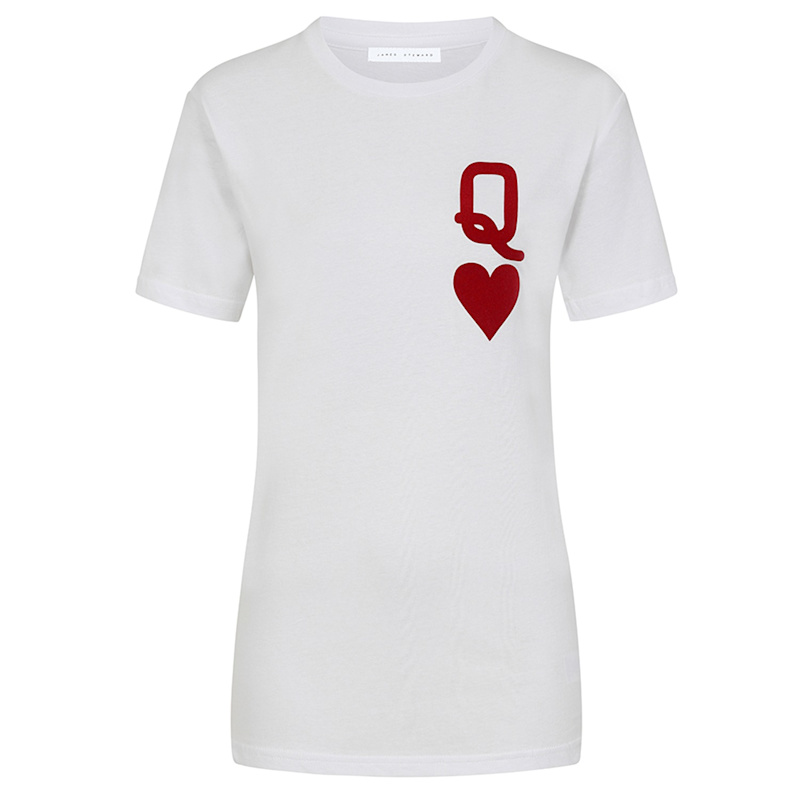 Queen Of Hearts Organic T Shirt In White James Steward Wolf