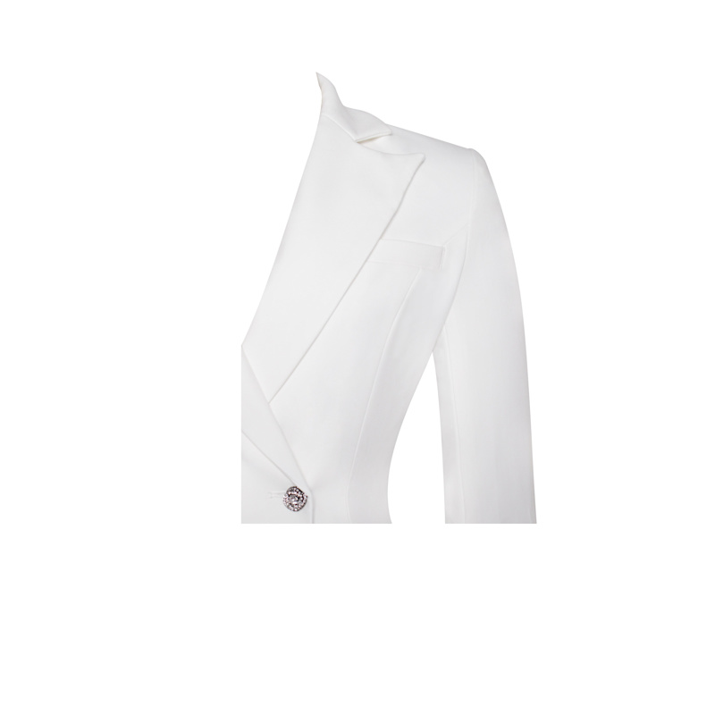 Thumbnail of Quilla White Feather Crystal Sleeve Backless Blazer Dress image