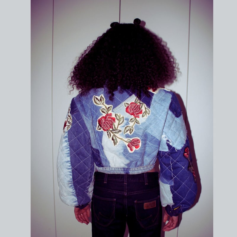 Thumbnail of Quilted Denim Avant Garde Bomber Jacket image