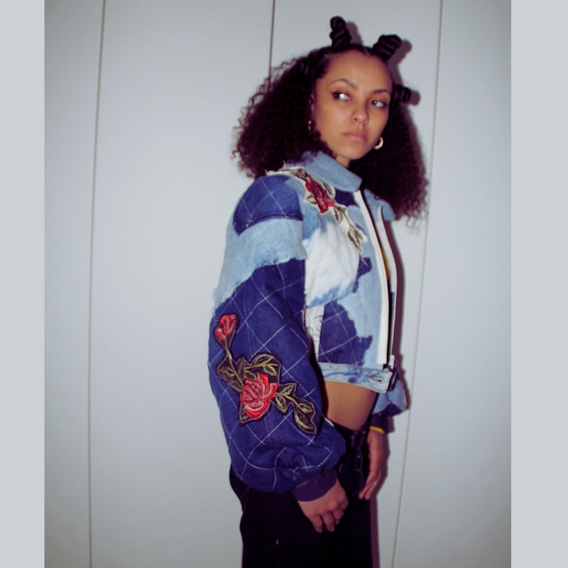 Thumbnail of Quilted Denim Avant Garde Bomber Jacket image