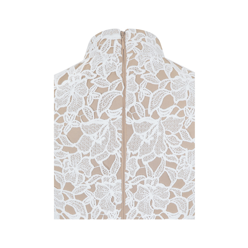 Thumbnail of Quinley White Cotton Lace Teardrop Neckline Mini Dress image