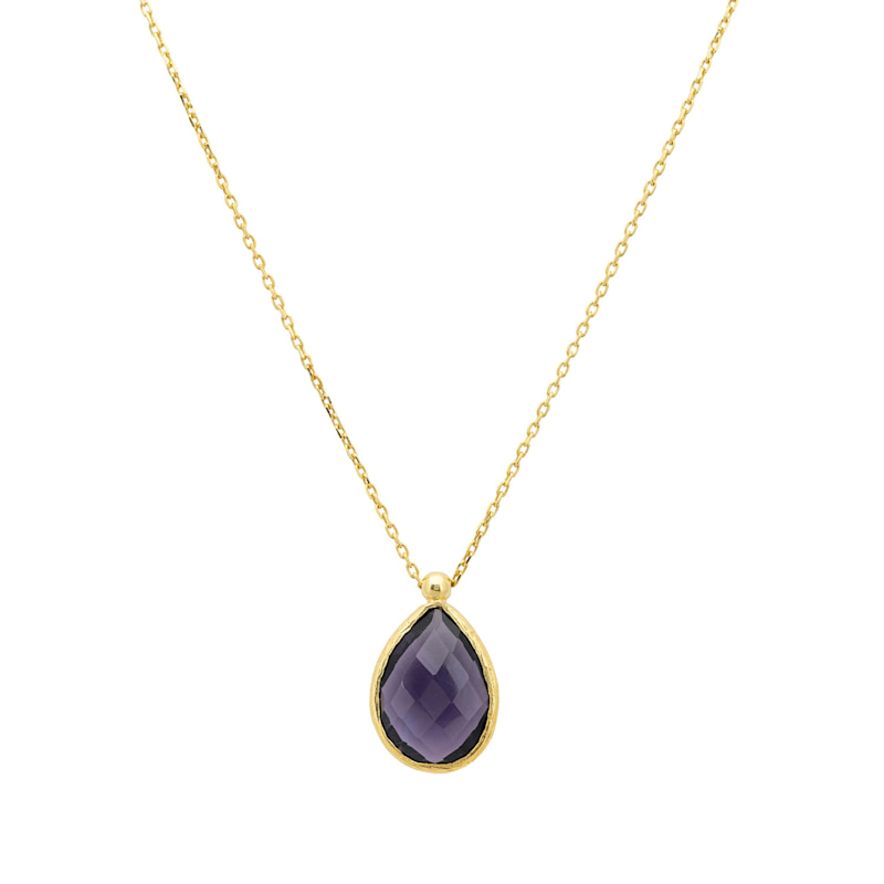 Thumbnail of Petite Drop Necklace Gold Amethyst Hydro image