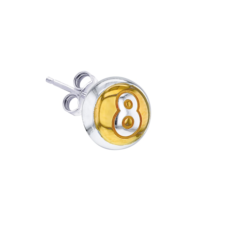 Thumbnail of 2 Tone 18Kt Gold-Plated & Sterling Silver 8 Ball Stud image