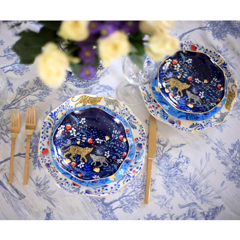 Thumbnail of Amazon Rainforest Bone China Plates In Blue, Set Of Three image