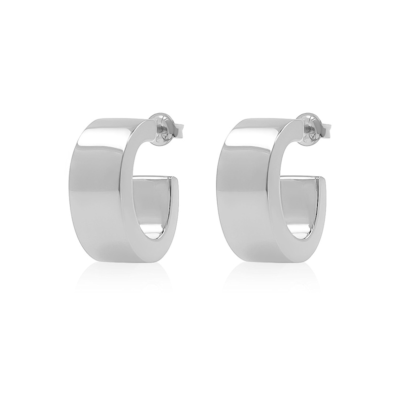 Thumbnail of Silver Chunky Oval Hoop Earrings image