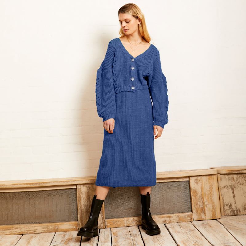 Thumbnail of Chloe Knitted Midi Co-Ord Skirt Denim image