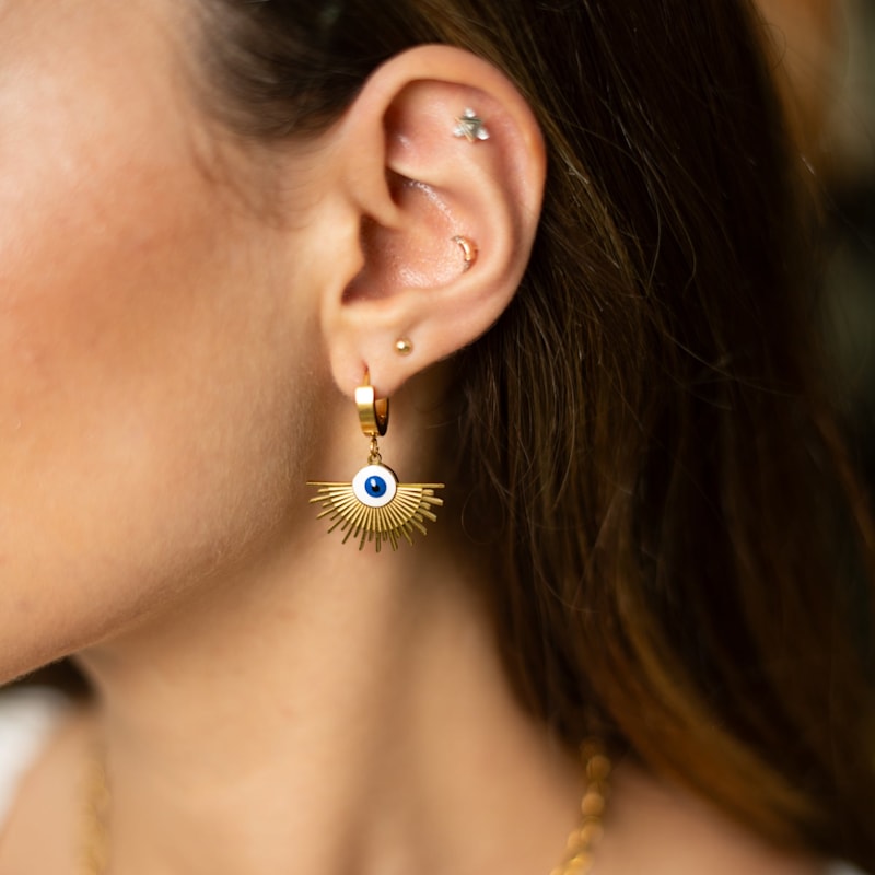 Thumbnail of Radiant Evil Eye Gold Earrings - Gold image