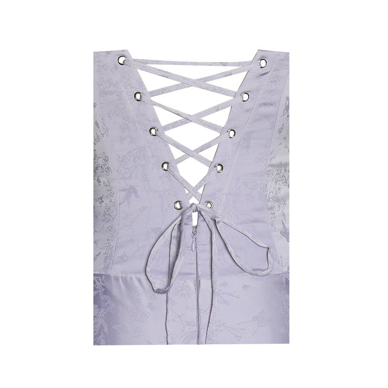 Thumbnail of Raegan Taro Purple Jacquard Rouched Maxi Dress image
