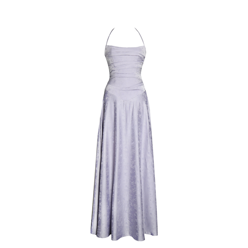 Thumbnail of Raegan Taro Purple Jacquard Rouched Maxi Dress image