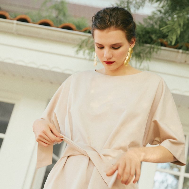 beige dress cotton Organic Maxi Dress / Beige