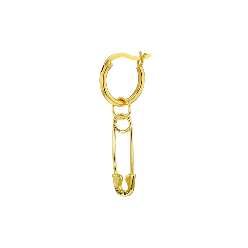 Thumbnail of 18Kt Gold Plated Safety Pin On Gold Plated Hoop Earring image
