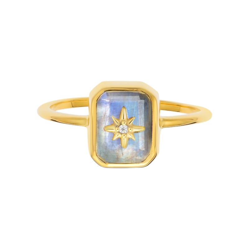 Thumbnail of Rainbow Moonstone & Diamond Wish Upon A Star Ring image