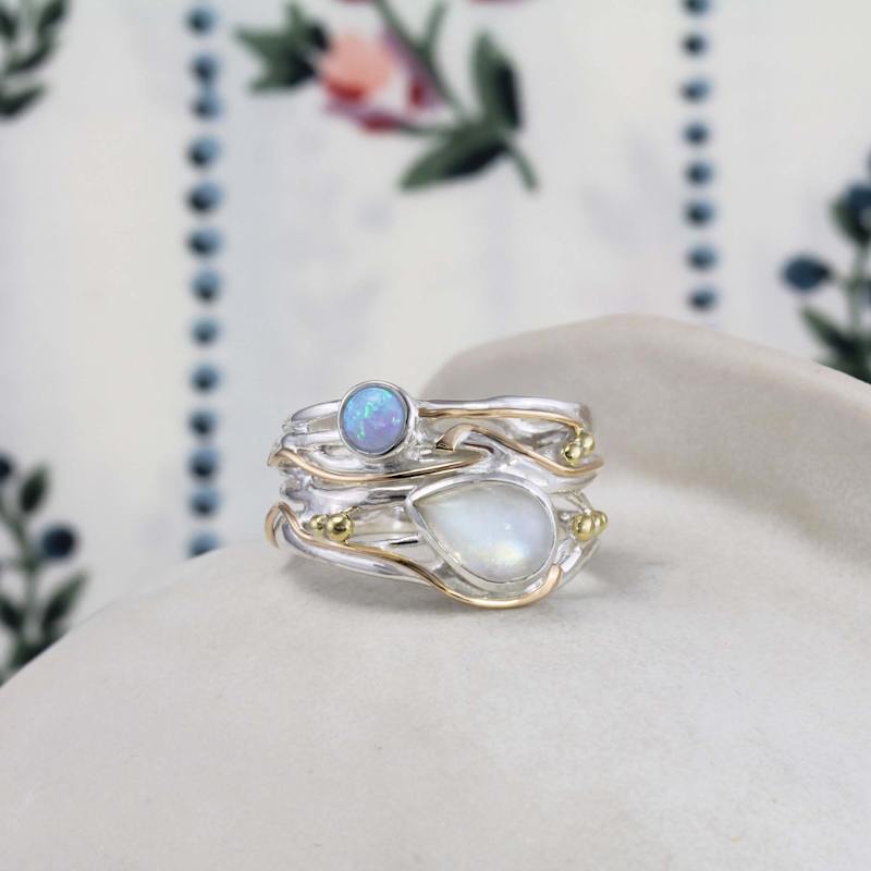 Thumbnail of Rainbow Moonstone & Fire Opalite Statement Ring image