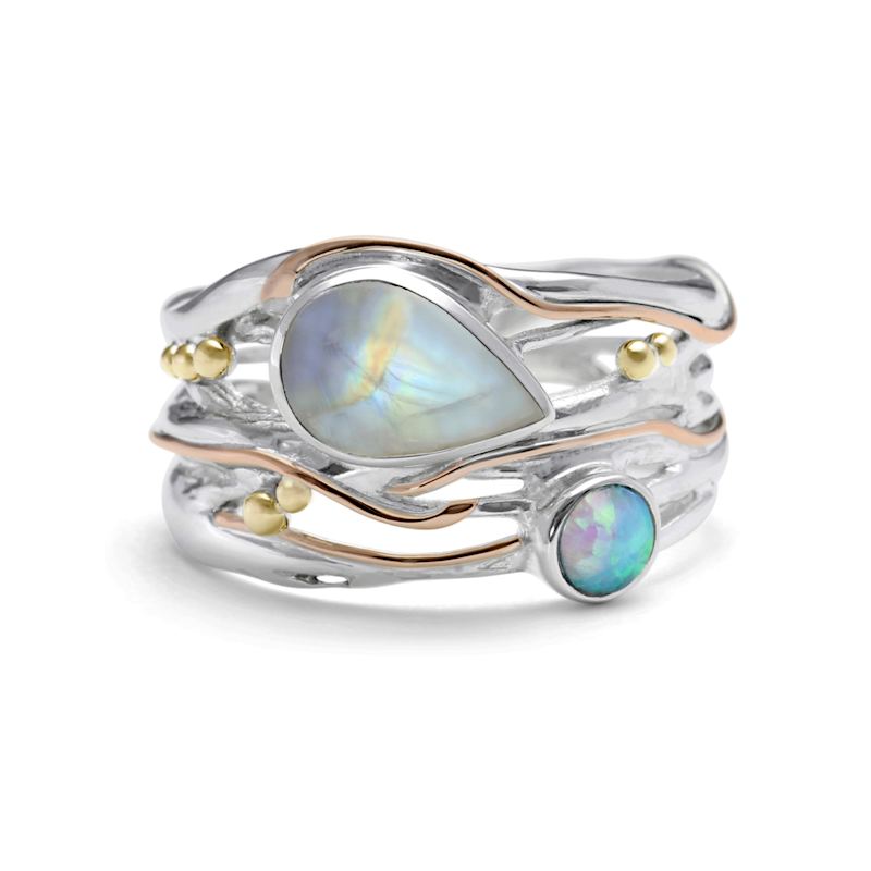Thumbnail of Rainbow Moonstone & Fire Opalite Statement Ring image