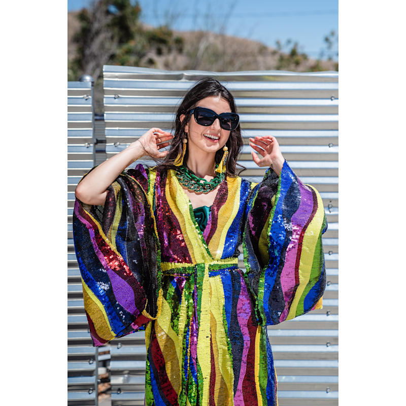 Thumbnail of Rainbow Road Sequin Kimono image