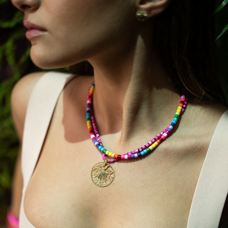 Thumbnail of Rainbow Vibes Ceramic Bead Necklace - Multicolor image