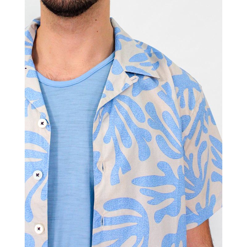 Thumbnail of Ralph Loop Coral Canvas Camp Shirt In Sky image