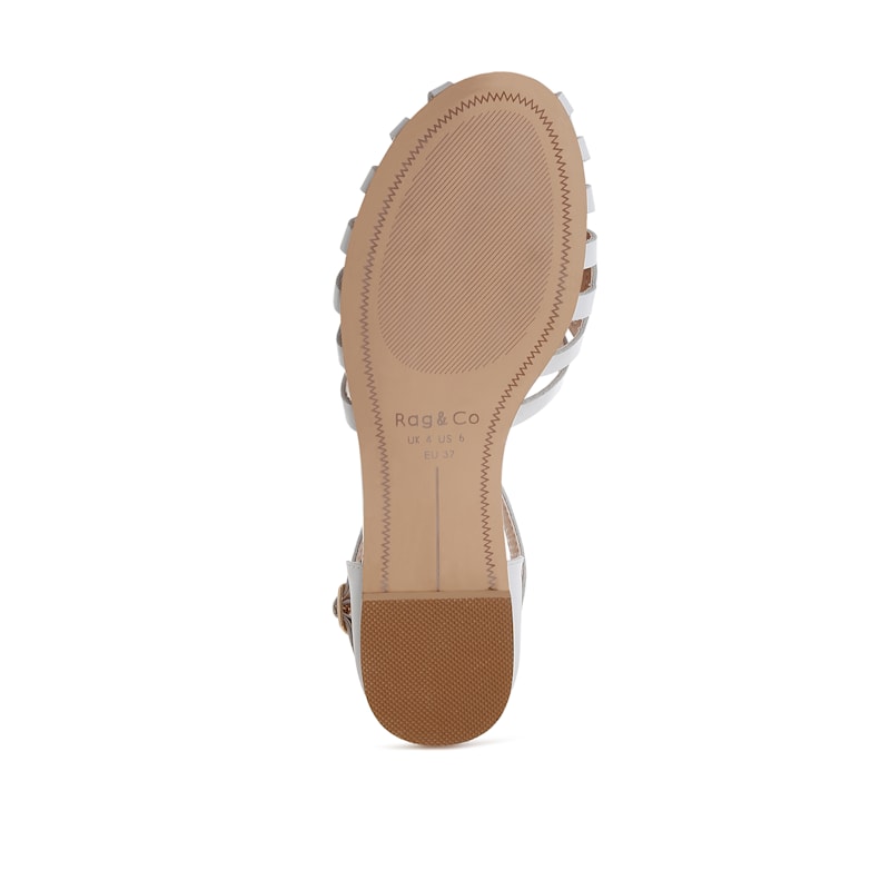 Thumbnail of Ramita Horsebit Fringe Flat Sandals In White By Rag & Co image