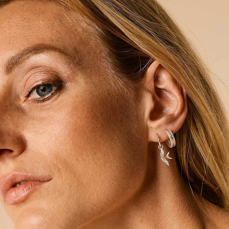 Thumbnail of Swallow In Flight Silver Hoop Earrings image