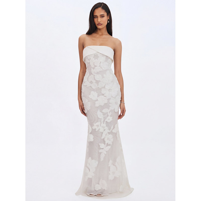 Thumbnail of Raphaela White Floral Strapless Mermaid Wedding Dress image