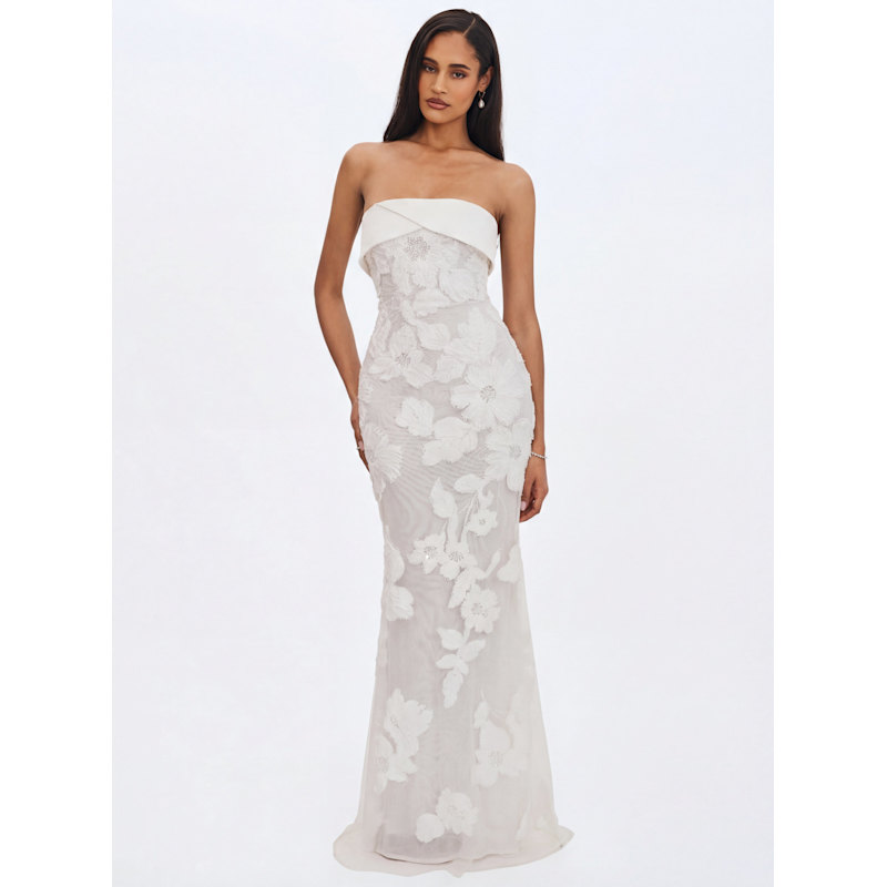 Thumbnail of Raphaela White Floral Strapless Mermaid Wedding Dress image