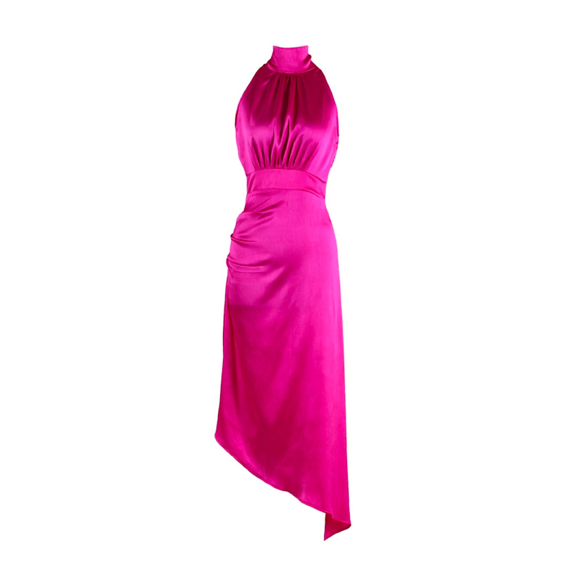 grey dresses for mother of the groom Amora Rose Halterneck Maxi Dress Hot Pink