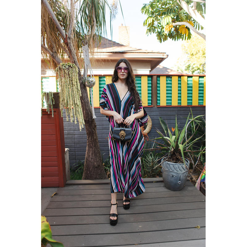 Thumbnail of Raspberry Stripe Caftan Kaftan Dress image