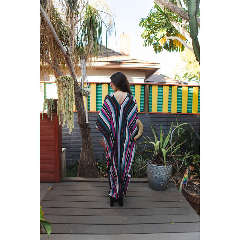 Thumbnail of Raspberry Stripe Caftan Kaftan Dress image