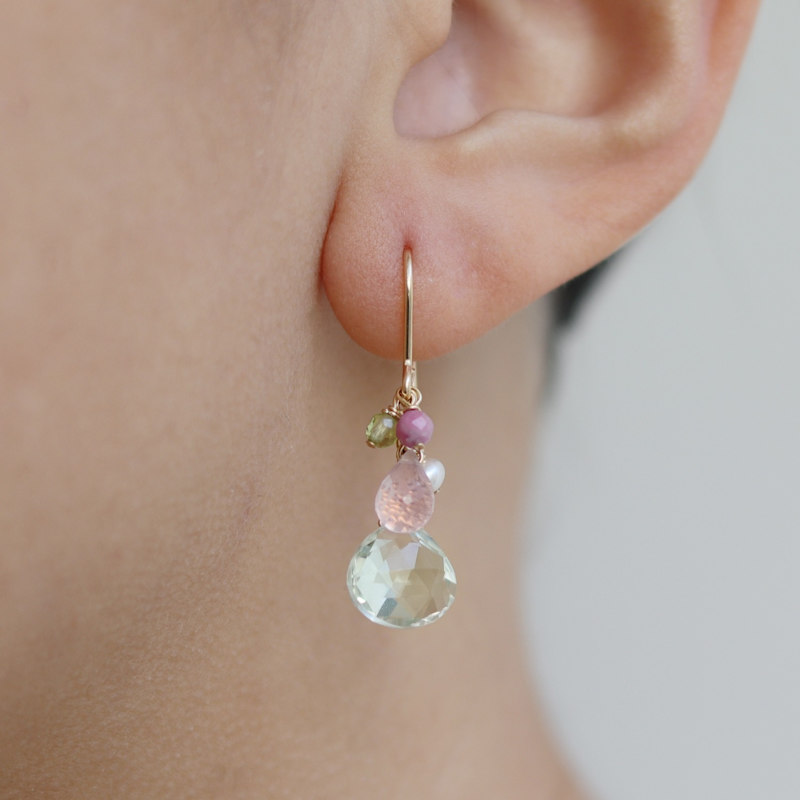 Thumbnail of Green Amethyst Cluster Drop Earrings image