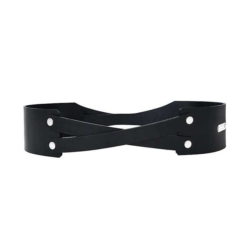 Thumbnail of Real Leather Belt Venus - Black With Silver Buckles image