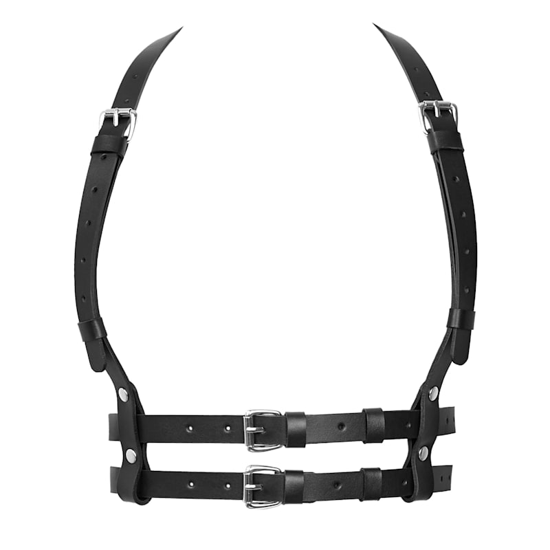 Thumbnail of Real Leather Harness Athena - Black With Silver Buckles image