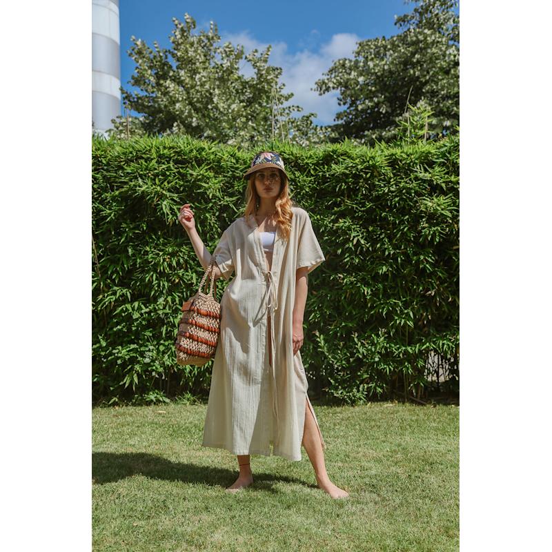 Thumbnail of Realistic Kimono - Plain Beige Women’s Natural Fabric Kimono image