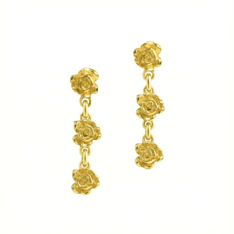 Thumbnail of Records Gold Plated Rose Drop Earrings – Earrings For Women image