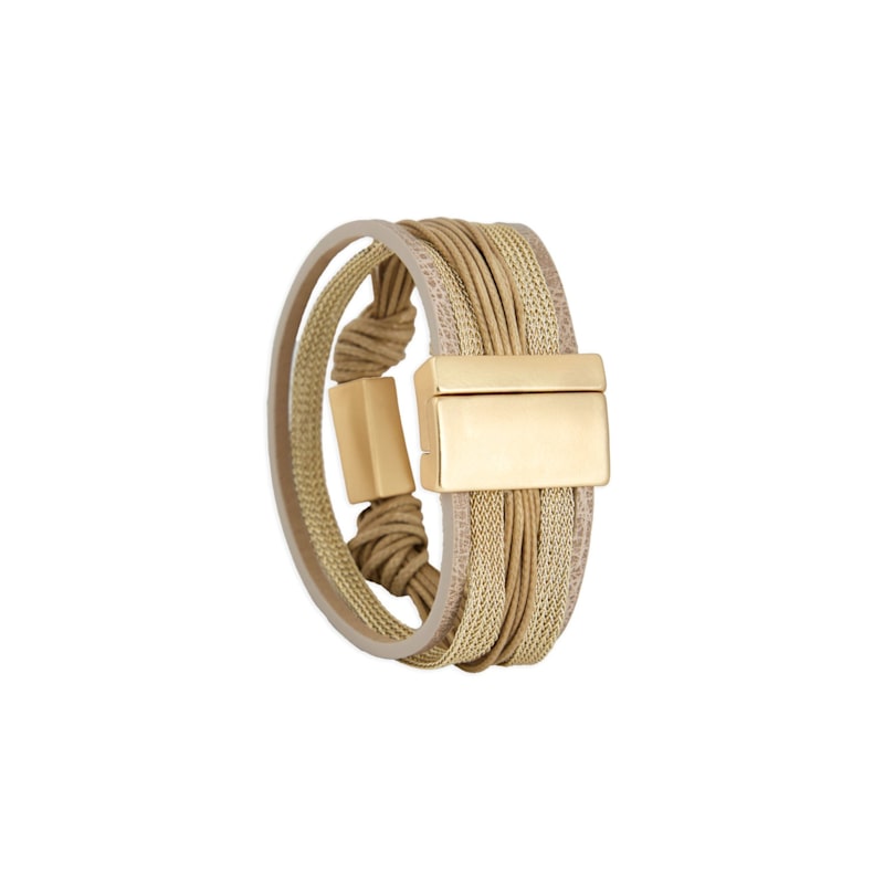 Thumbnail of Rectangle Charm Cord Taupe Bracelet image