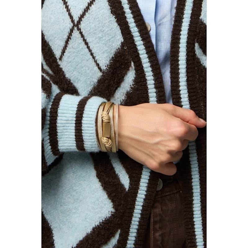 Thumbnail of Rectangle Charm Cord Taupe Bracelet image